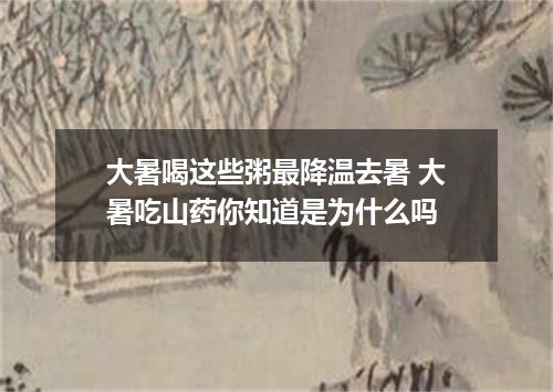 大暑喝这些粥最降温去暑 大暑吃山药你知道是为什么吗