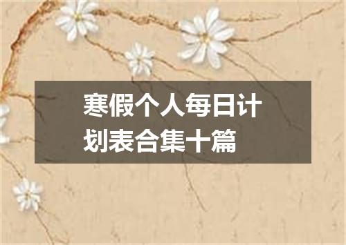 寒假个人每日计划表合集十篇