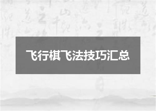 飞行棋飞法技巧汇总