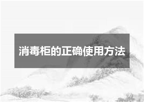 消毒柜的正确使用方法