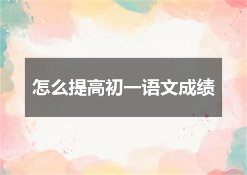 怎么提高初一语文成绩
