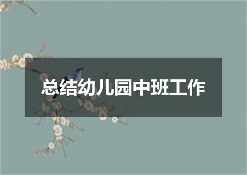 总结幼儿园中班工作