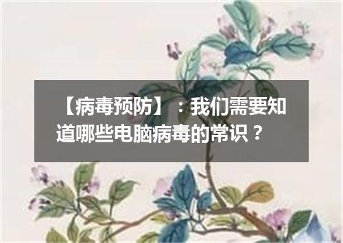【病毒预防】：我们需要知道哪些电脑病毒的常识？