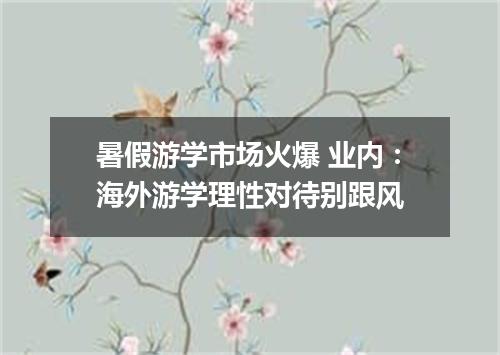 暑假游学市场火爆 业内：海外游学理性对待别跟风