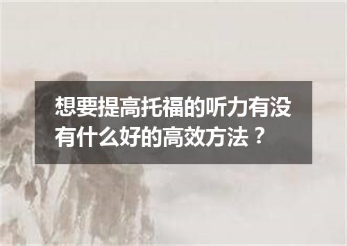 想要提高托福的听力有没有什么好的高效方法?
