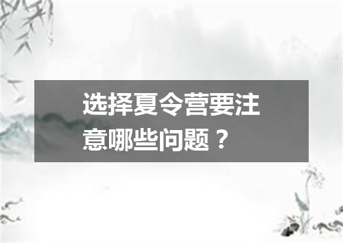 选择夏令营要注意哪些问题?