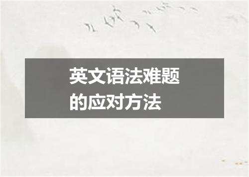 英文语法难题的应对方法