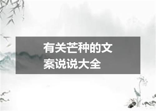 有关芒种的文案说说大全