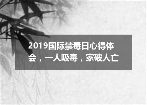 2019国际禁毒日心得体会，一人吸毒，家破人亡