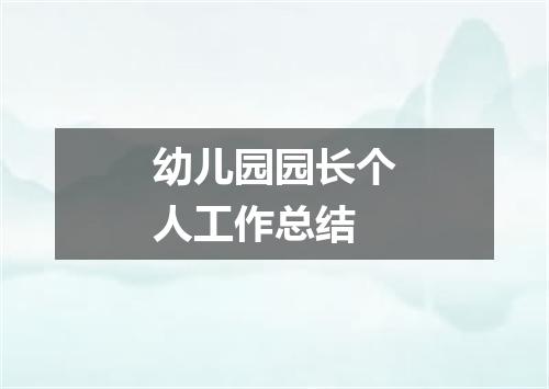 幼儿园园长个人工作总结