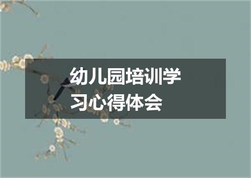 幼儿园培训学习心得体会