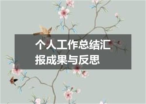 个人工作总结汇报成果与反思