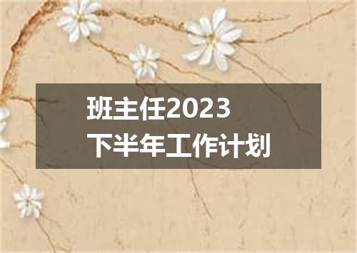 班主任2023下半年工作计划