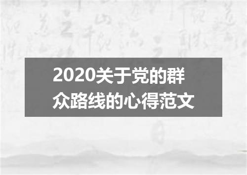 2020关于党的群众路线的心得范文