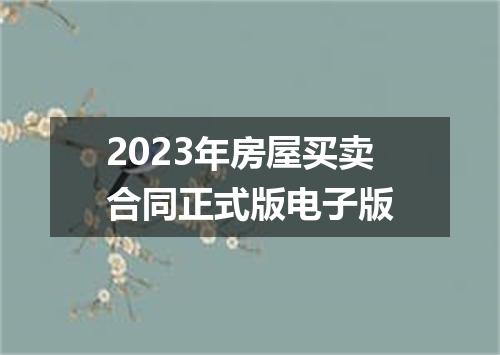 2023年房屋买卖合同正式版电子版