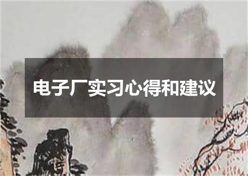 电子厂实习心得和建议