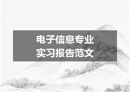 电子信息专业实习报告范文