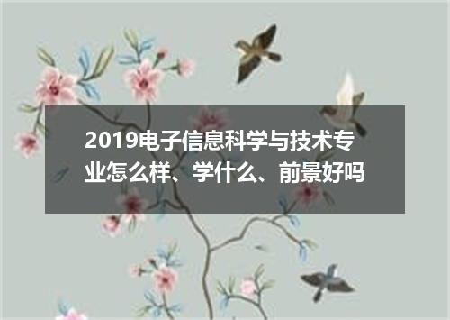 2019电子信息科学与技术专业怎么样、学什么、前景好吗