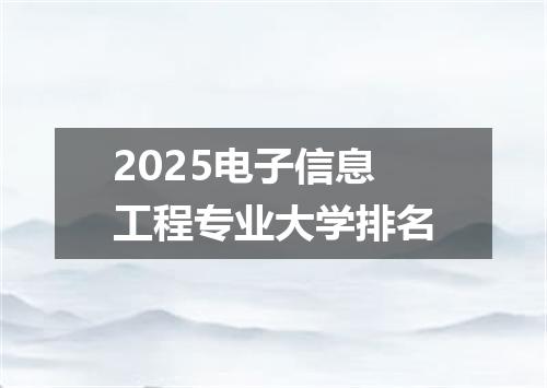 2025电子信息工程专业大学排名