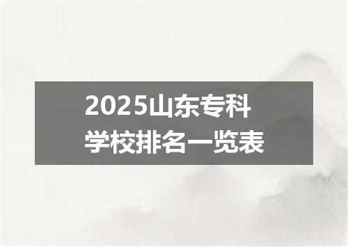 2025山东专科学校排名一览表