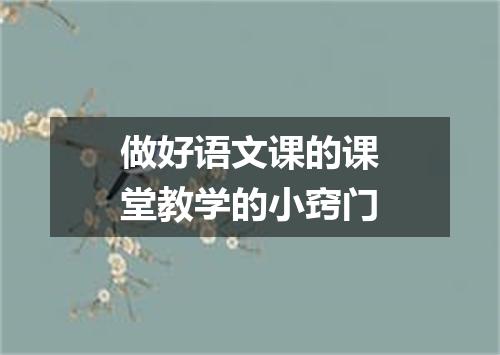 做好语文课的课堂教学的小窍门