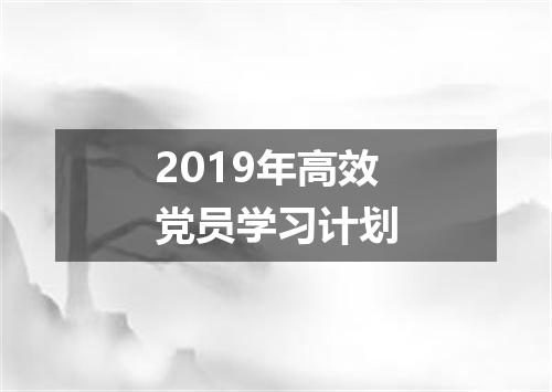 2019年高效党员学习计划