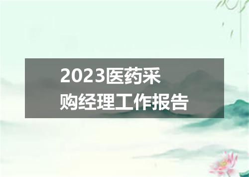 2023医药采购经理工作报告