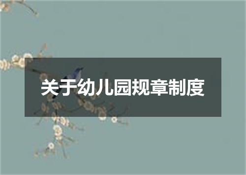 关于幼儿园规章制度