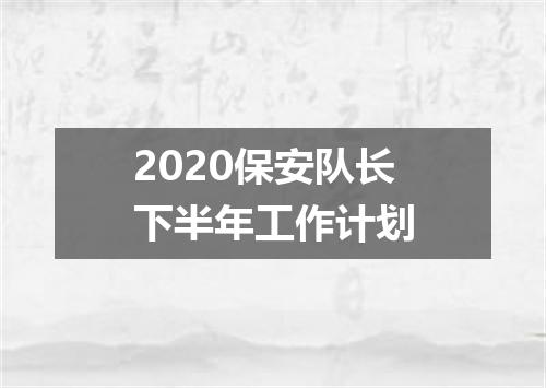2020保安队长下半年工作计划