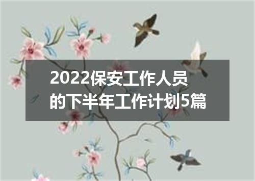 2022保安工作人员的下半年工作计划5篇