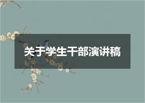 关于学生干部演讲稿