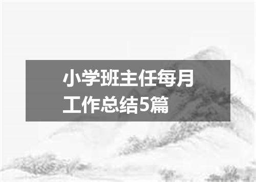 小学班主任每月工作总结5篇