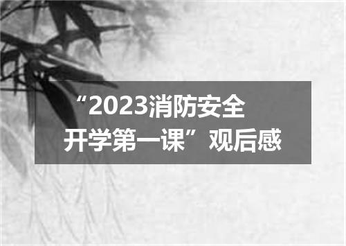 “2023消防安全开学第一课”观后感