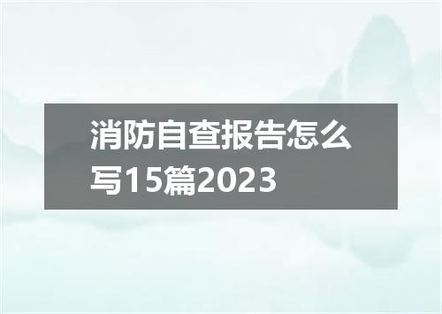 消防自查报告怎么写15篇2023