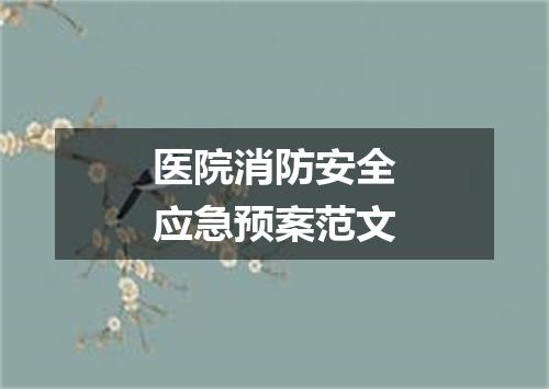 医院消防安全应急预案范文