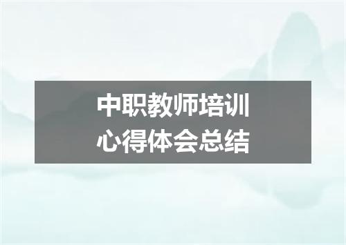 中职教师培训心得体会总结