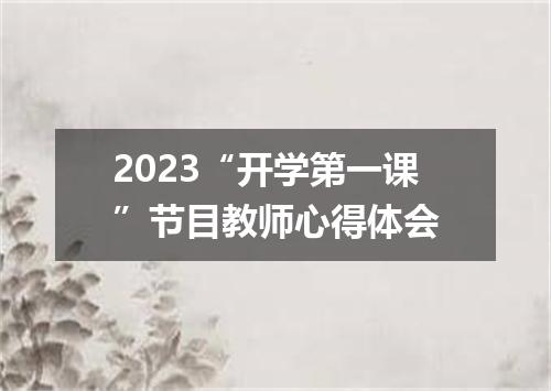 2023“开学第一课”节目教师心得体会