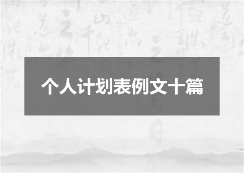 个人计划表例文十篇
