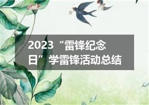 2023“雷锋纪念日”学雷锋活动总结