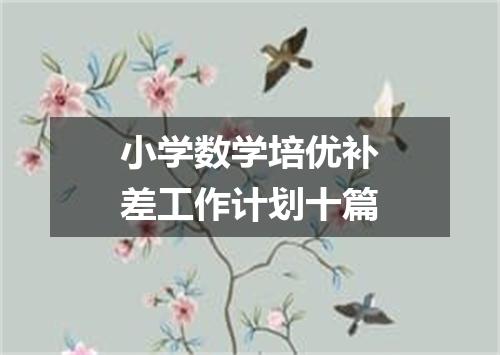 小学数学培优补差工作计划十篇