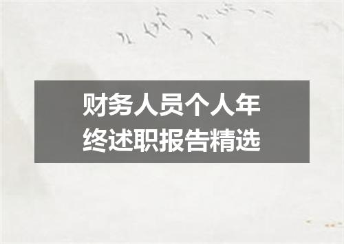 财务人员个人年终述职报告精选