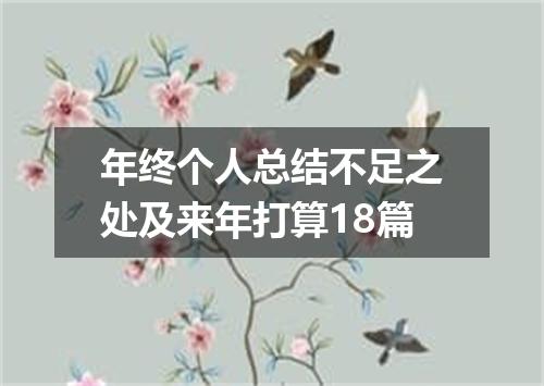 年终个人总结不足之处及来年打算18篇
