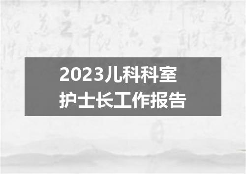 2023儿科科室护士长工作报告