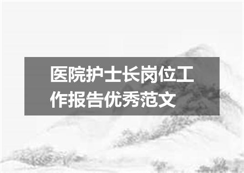 医院护士长岗位工作报告优秀范文