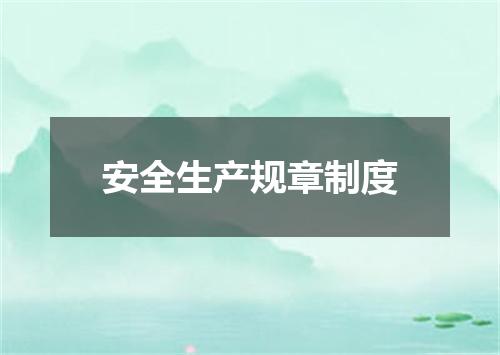 安全生产规章制度