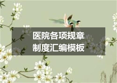 医院各项规章制度汇编模板