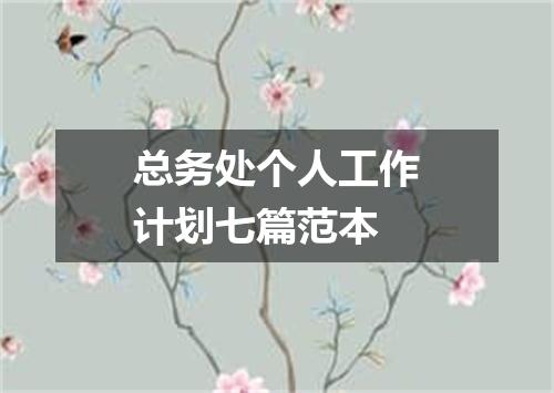 总务处个人工作计划七篇范本