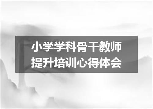 小学学科骨干教师提升培训心得体会
