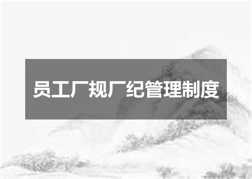 员工厂规厂纪管理制度