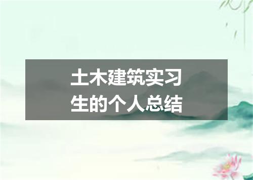 土木建筑实习生的个人总结